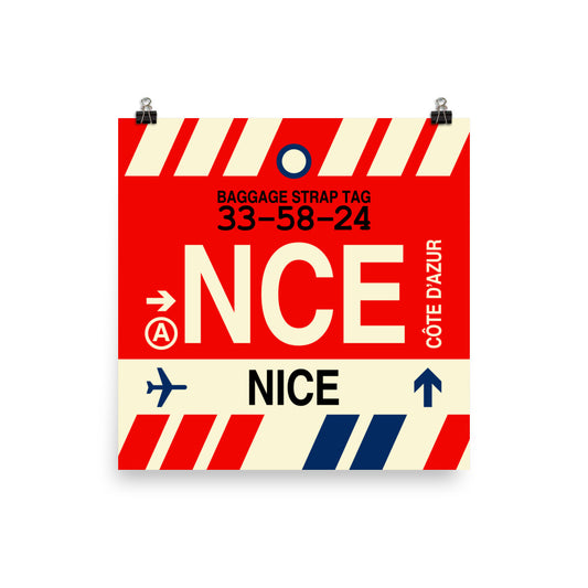 NCE Nice Poster Print • Jet Age Baggage Tag Design • YHM Designs - Image 02