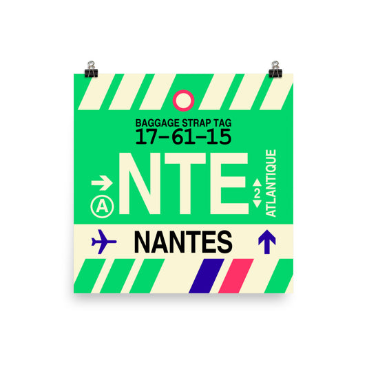 NTE Nantes Poster Print • Jet Age Baggage Tag Design • YHM Designs - Image 02