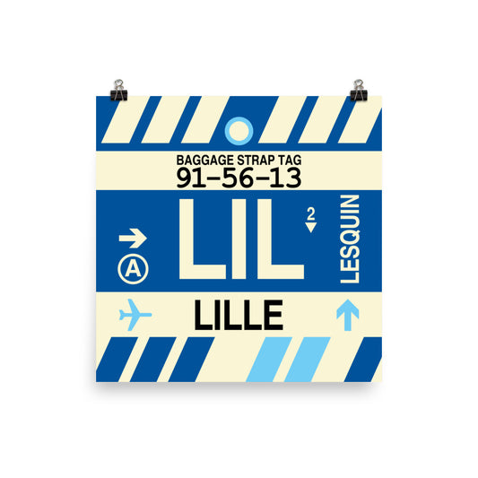 LIL Lille Poster Print • Jet Age Baggage Tag Design • YHM Designs - Image 02