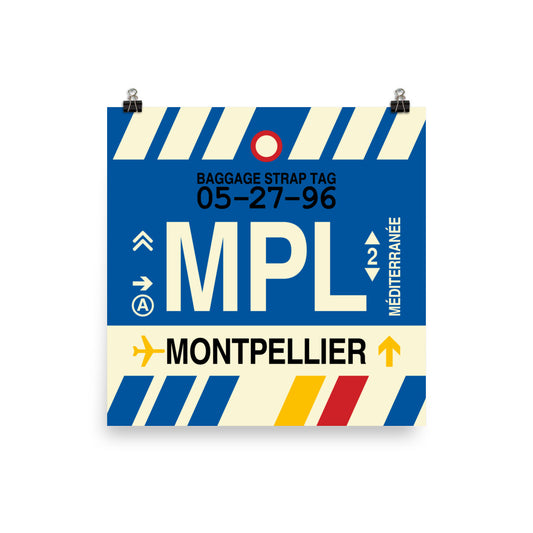 MPL Montpellier Poster Print • Jet Age Baggage Tag Design • YHM Designs - Image 02