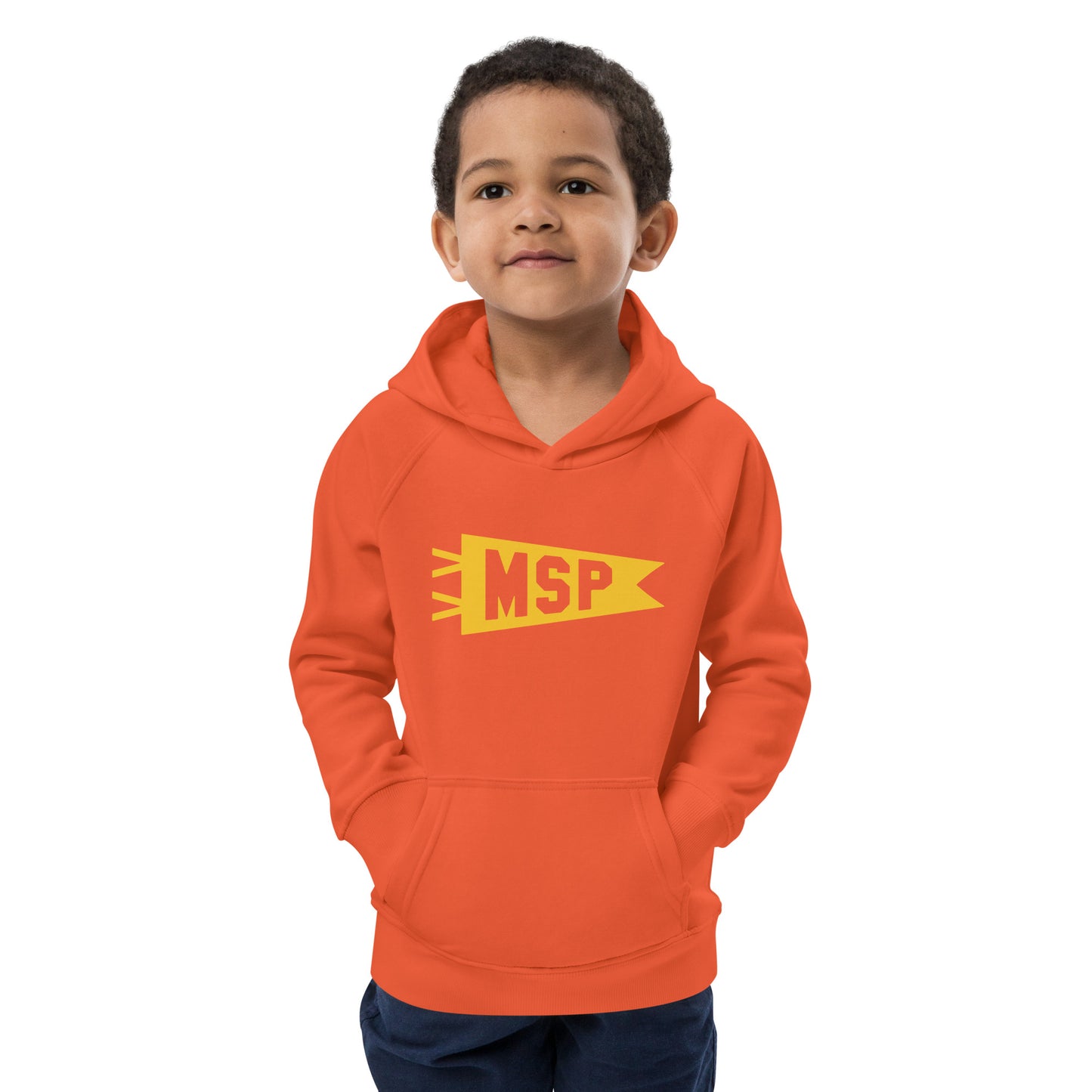 MSP Minneapolis Kid's Sustainable Hoodie • Banner Design in Yellow • YHM Designs - Image 12