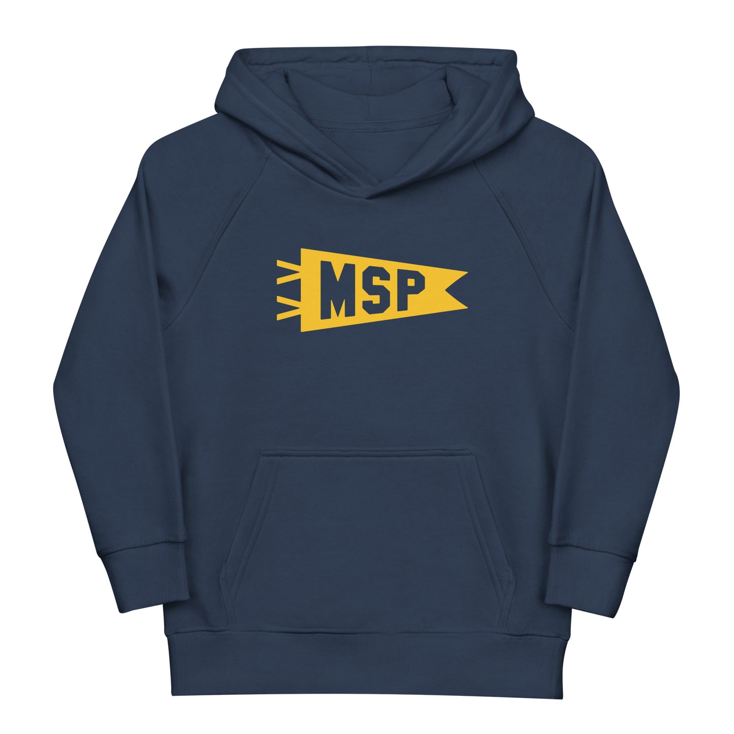 MSP Minneapolis Kid's Sustainable Hoodie • Banner Design in Yellow • YHM Designs - Image 02