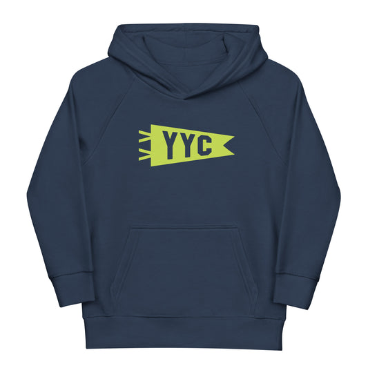 YYC Calgary Kid's Sustainable Hoodie • Banner Design in Green • YHM Designs - Image 01