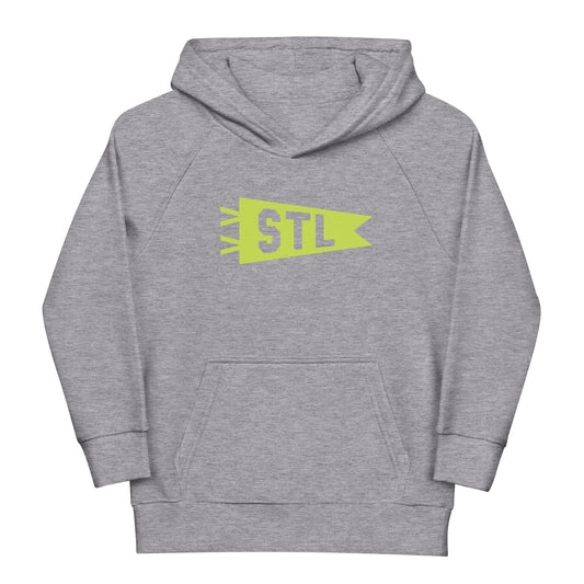 STL St. Louis Kid's Sustainable Hoodie • Banner Design in Green • YHM Designs - Image 02
