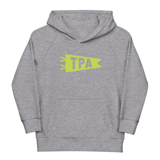 TPA Tampa Kid's Sustainable Hoodie • Banner Design in Green • YHM Designs - Image 02