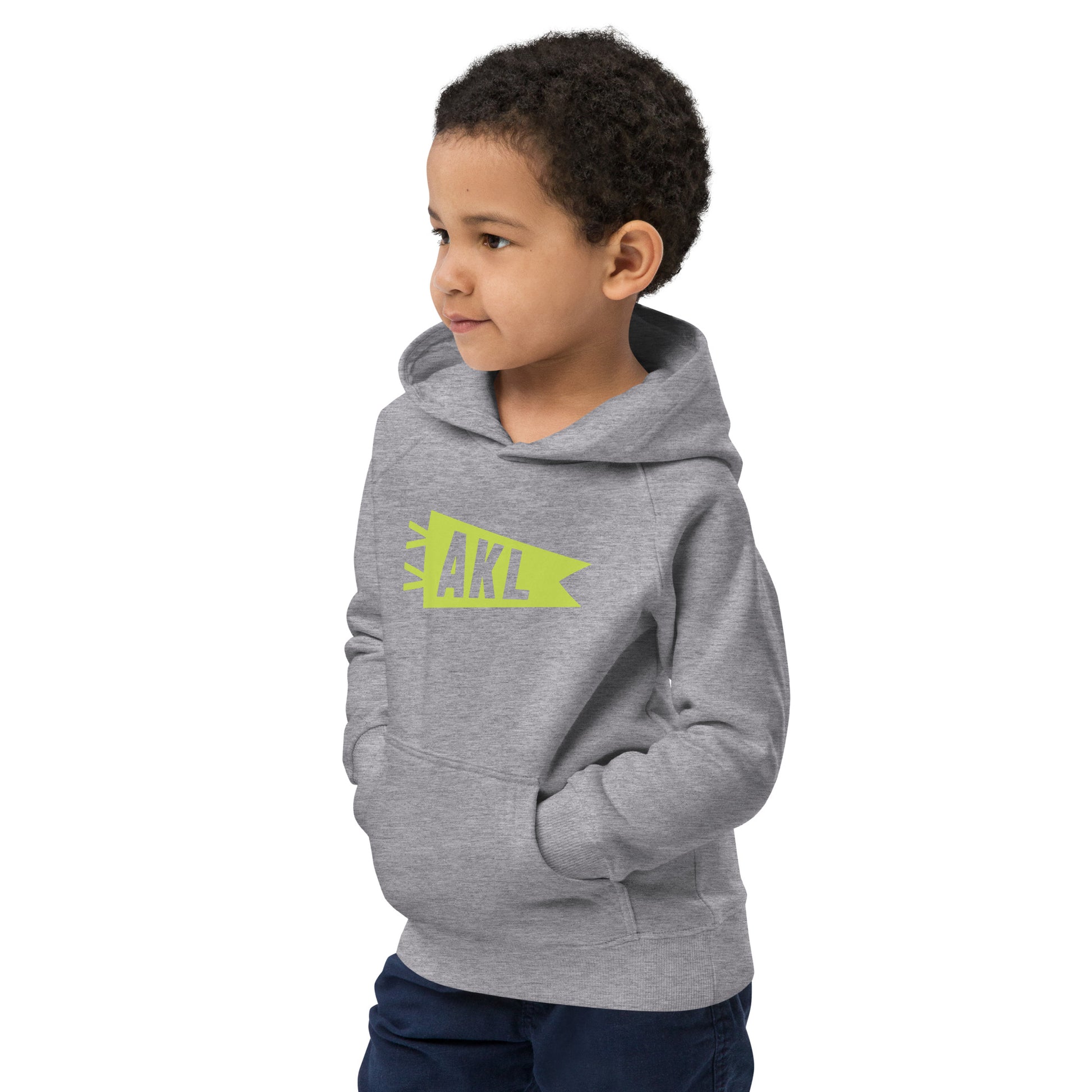 AKL Auckland Kid's Sustainable Hoodie • Banner Design in Green • YHM Designs - Image 12