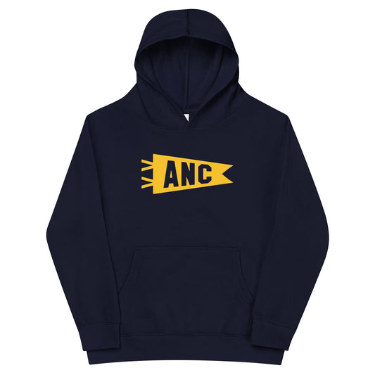 Airport Code Kid's Hoodie - Yellow Graphic • ANC Anchorage • YHM Designs - Image 01