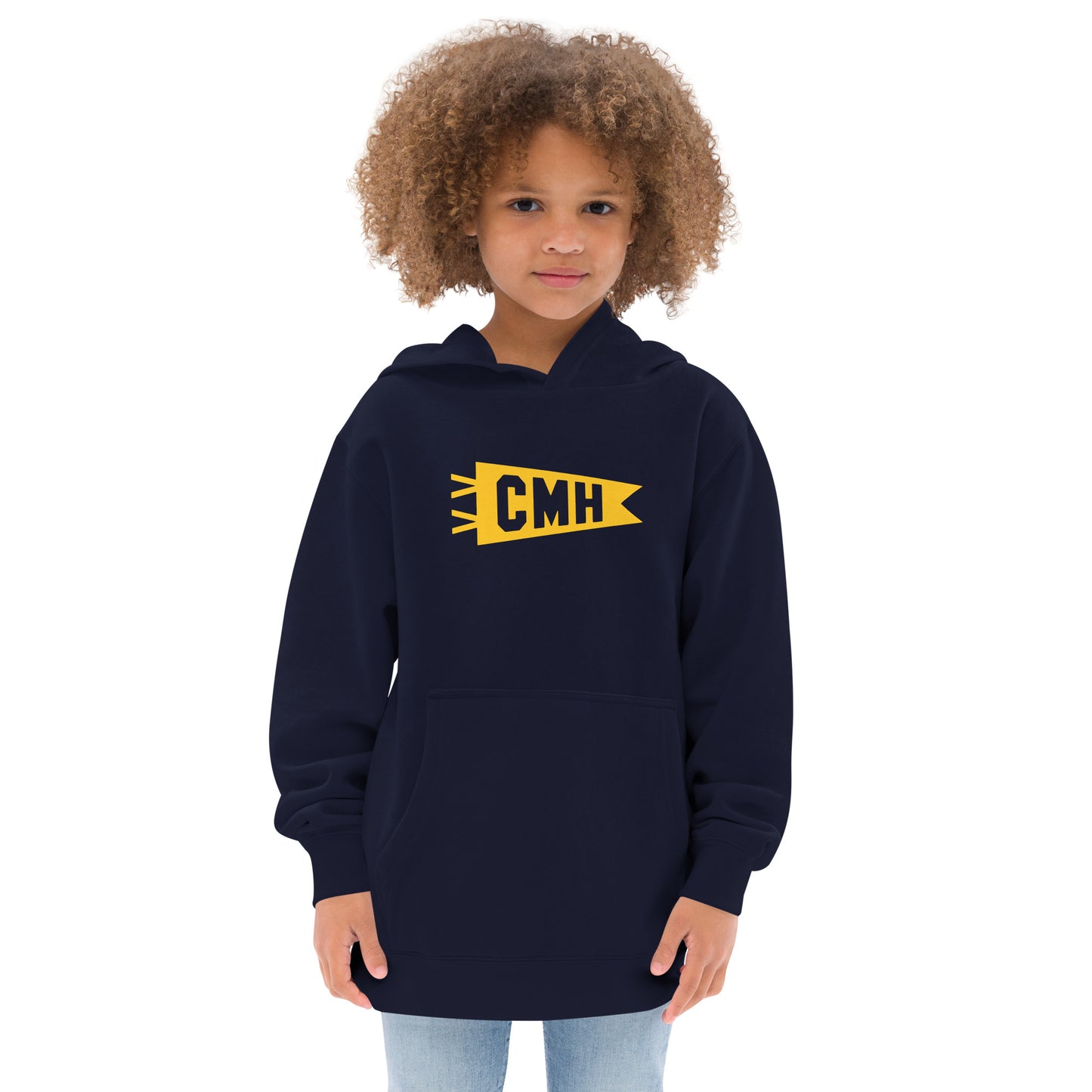 Airport Code Kid's Hoodie - Yellow Graphic • CMH Columbus • YHM Designs - Image 07