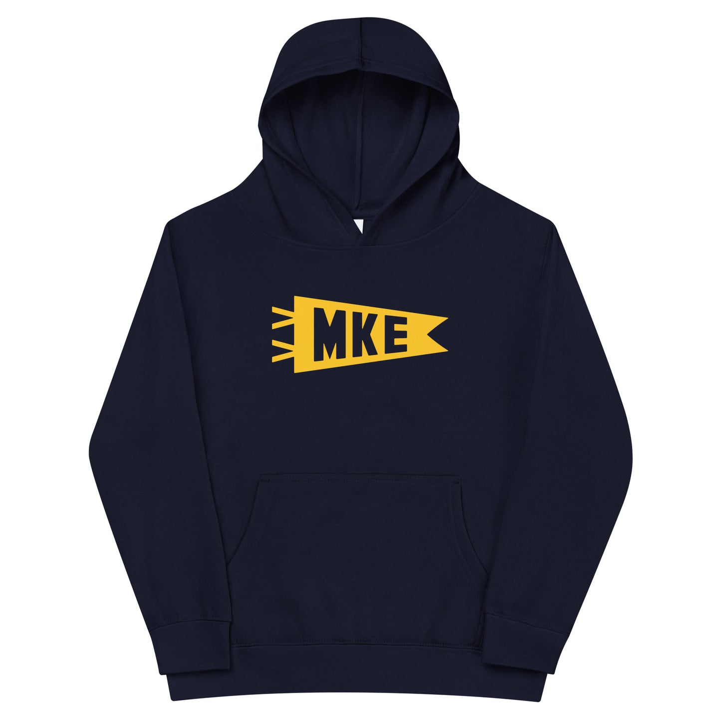 Airport Code Kid's Hoodie - Yellow Graphic • MKE Milwaukee • YHM Designs - Image 01