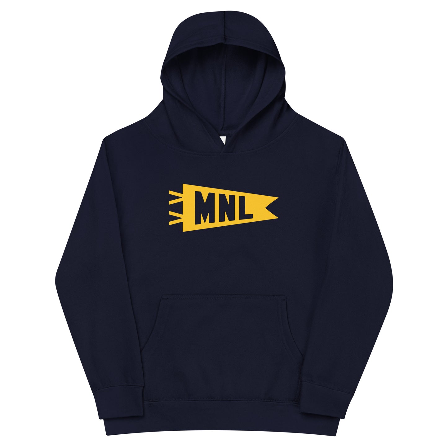 MNL Manila Kid's Fleece Hoodie • Banner Design in Yellow • YHM Designs - Image 01