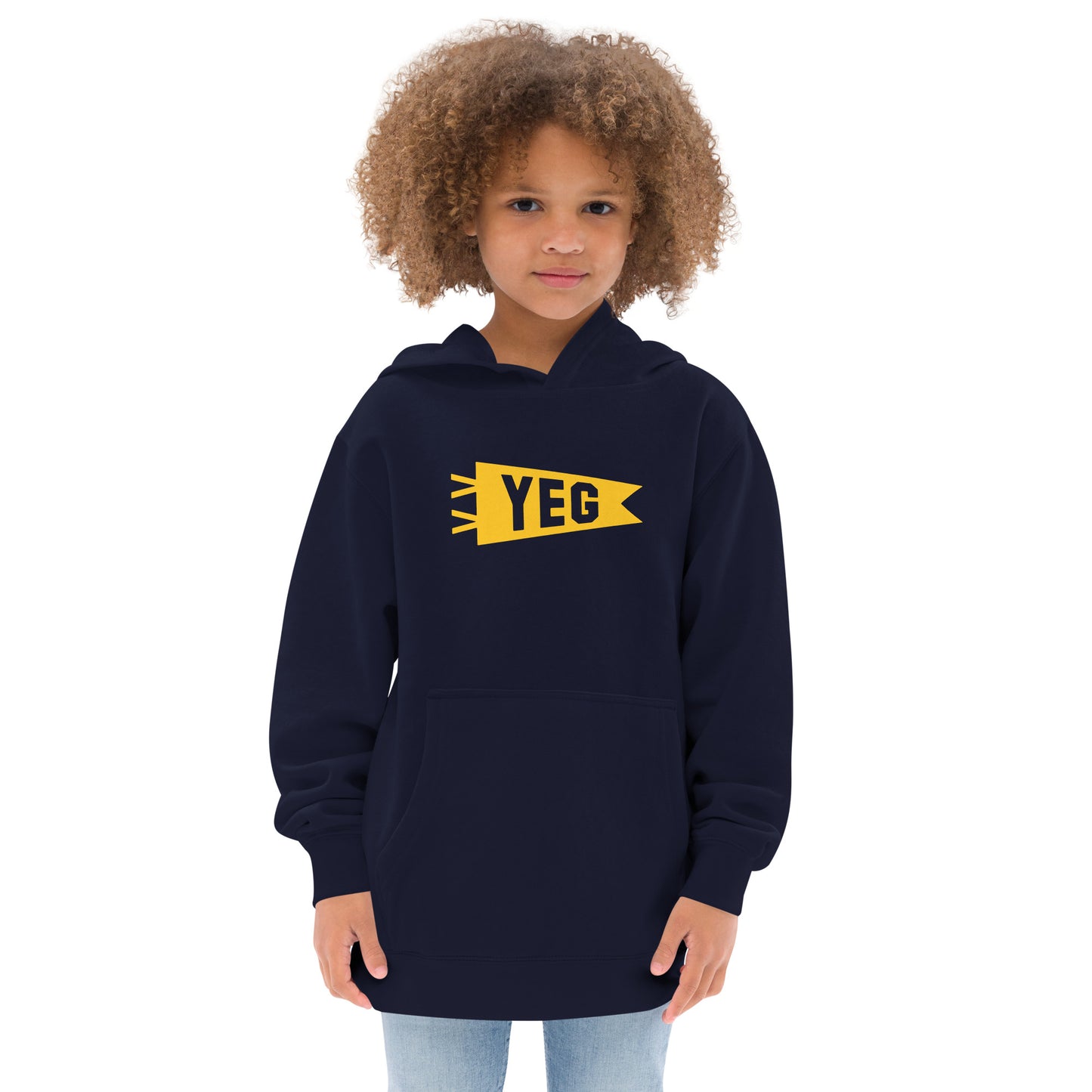 Airport Code Kid's Hoodie - Yellow Graphic • YEG Edmonton • YHM Designs - Image 07