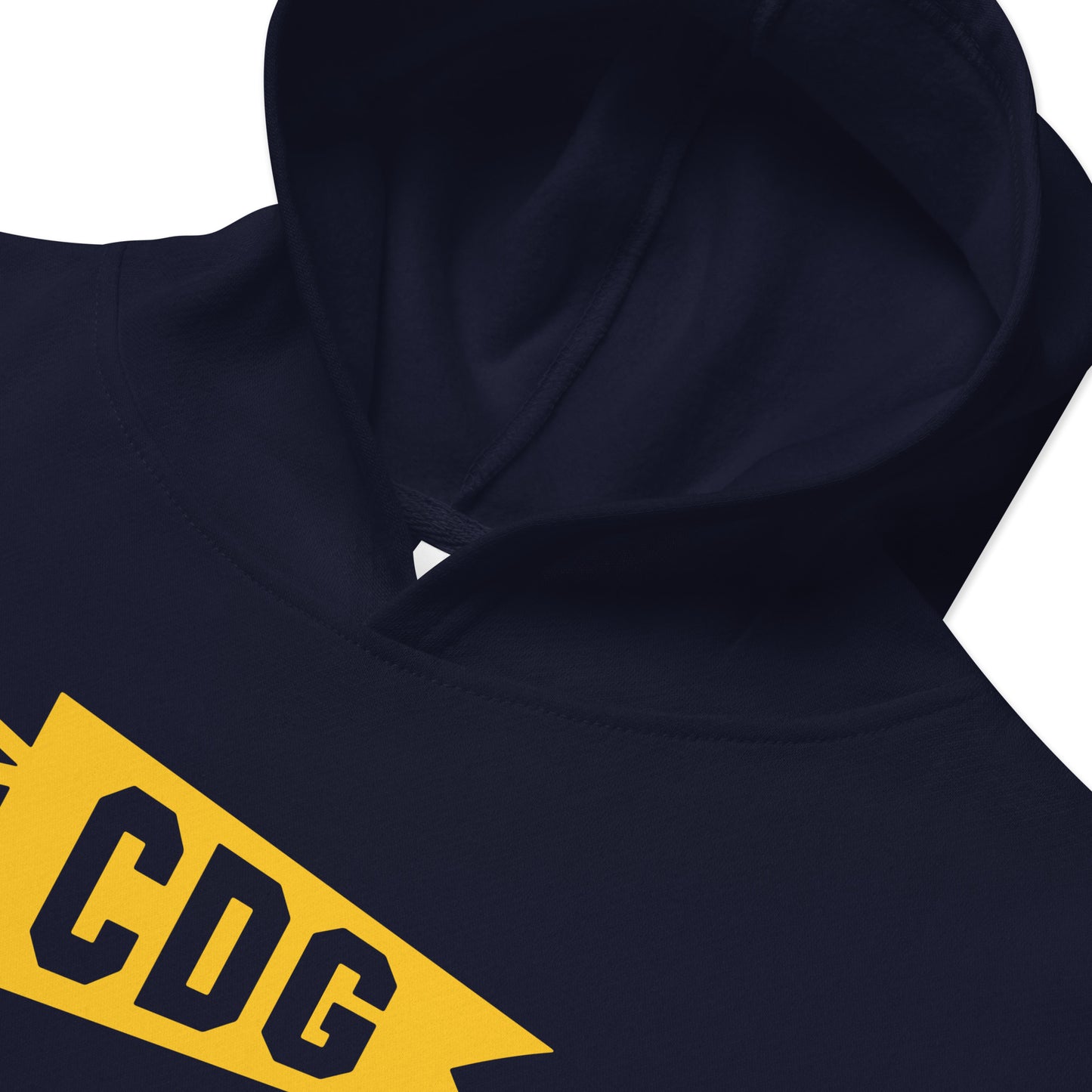 Airport Code Kid's Hoodie - Yellow Graphic • CDG Paris • YHM Designs - Image 05