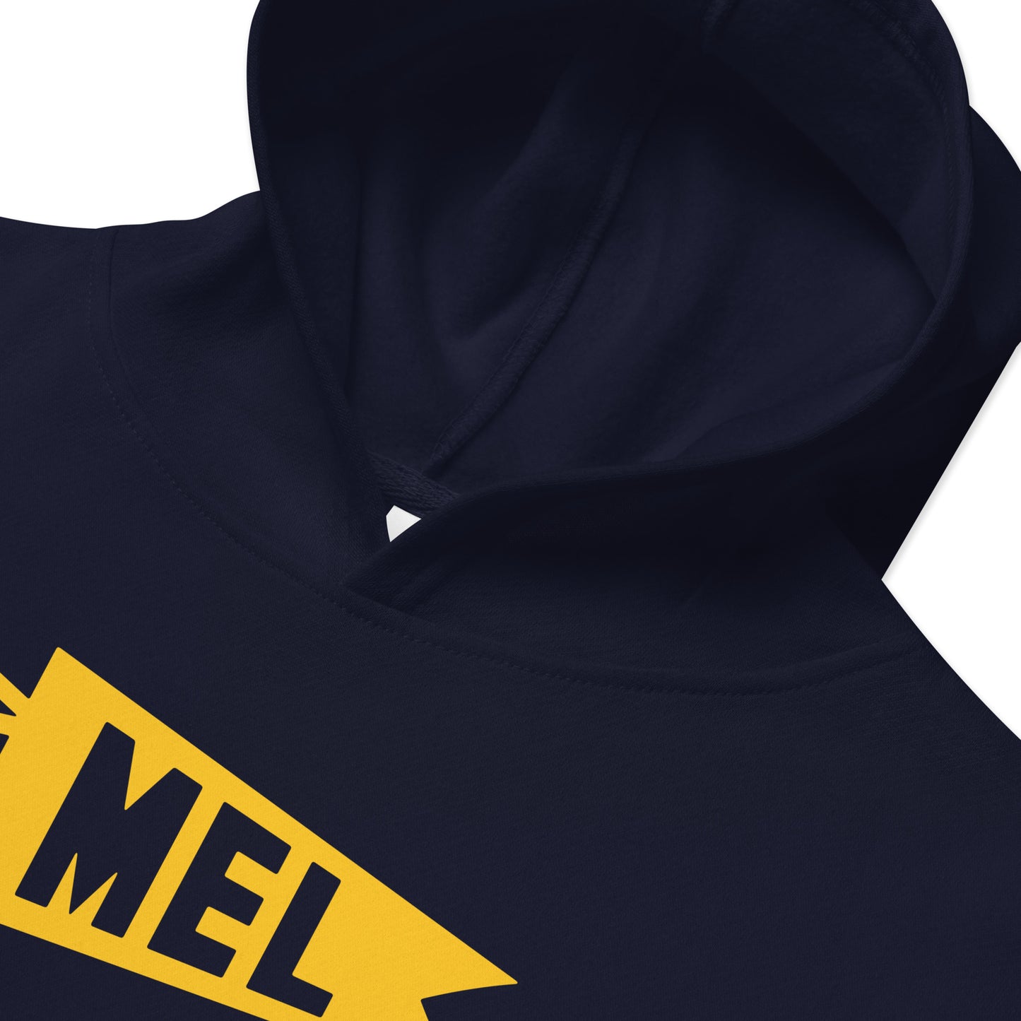 Airport Code Kid's Hoodie - Yellow Graphic • MEL Melbourne • YHM Designs - Image 05