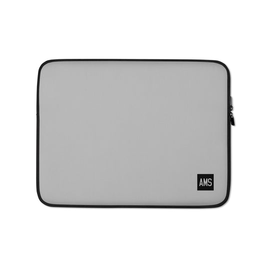 Aviation Gift Laptop Sleeve - Silver Grey • AMS Amsterdam • YHM Designs - Image 01