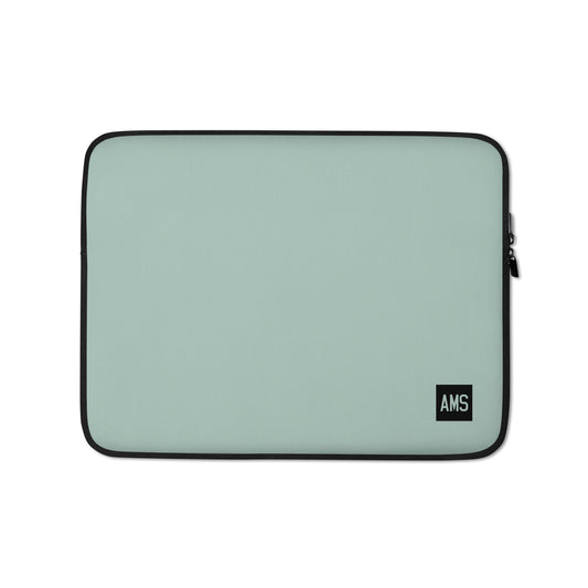 Aviation Gift Laptop Sleeve - Opal Green • AMS Amsterdam • YHM Designs - Image 01