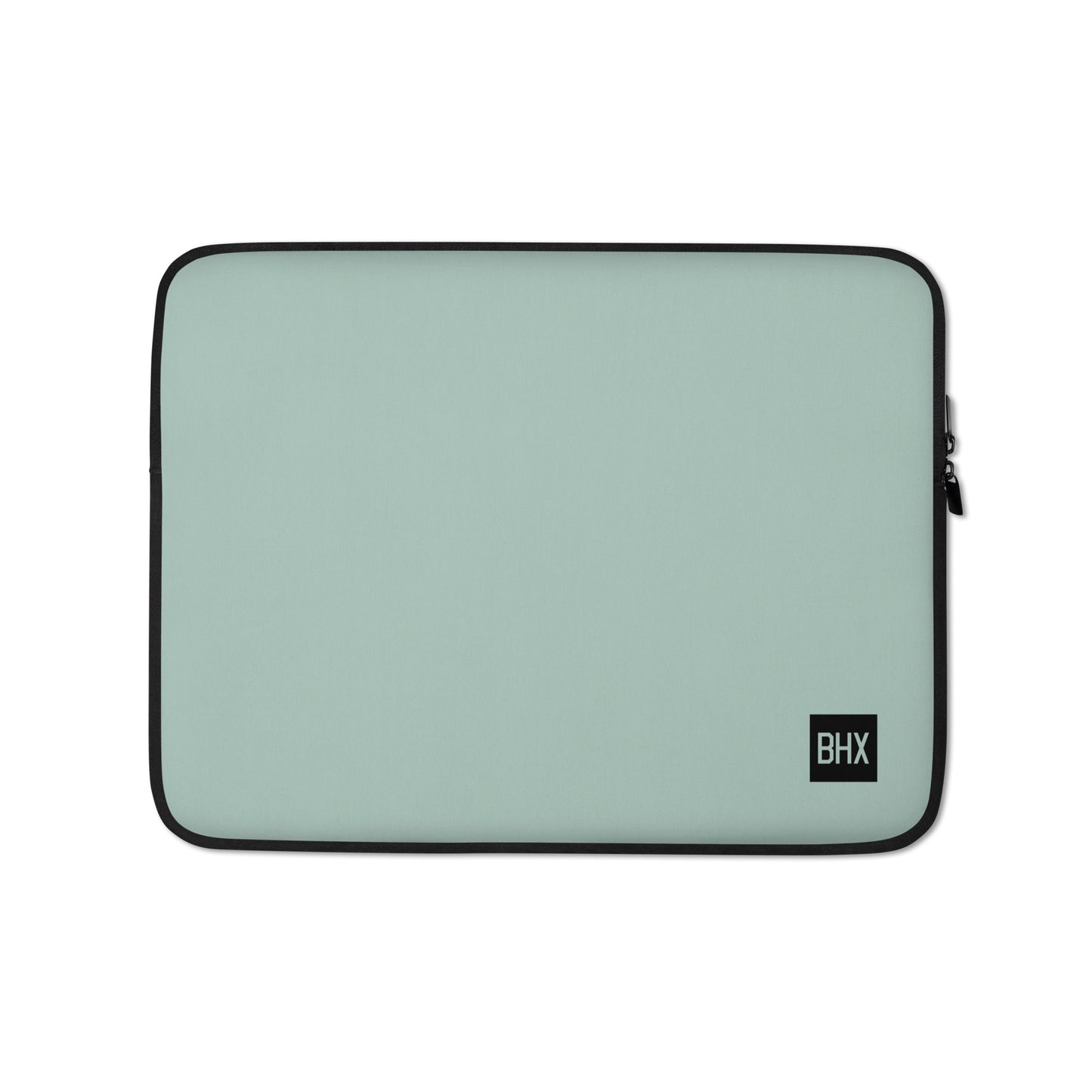 BHX Birmingham Laptop Sleeve • Air Force Lettering - Opal Green • YHM Designs - Image 01