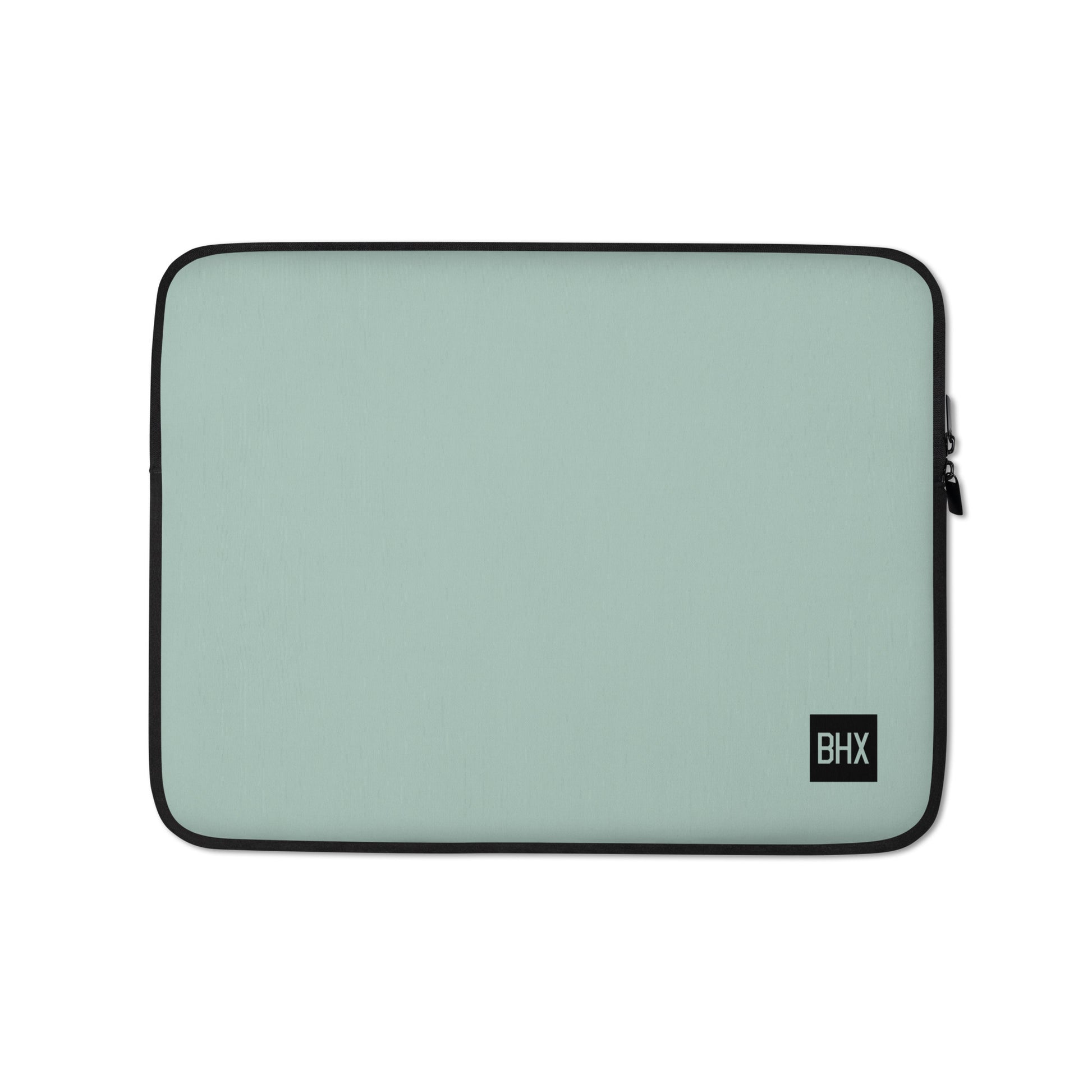 BHX Birmingham Laptop Sleeve • Air Force Lettering - Opal Green • YHM Designs - Image 01