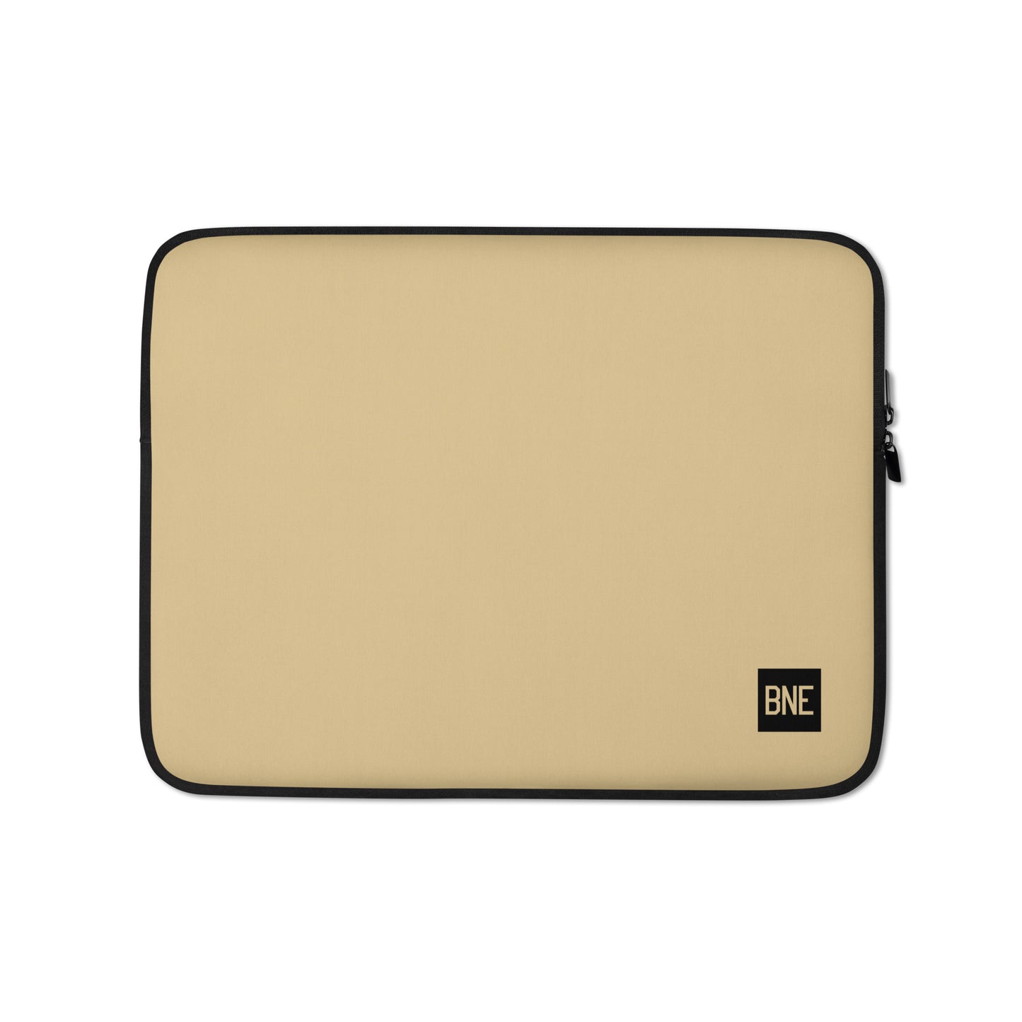 BNE Brisbane Laptop Sleeve • Air Force Lettering - Light Brown • YHM Designs - Image 01