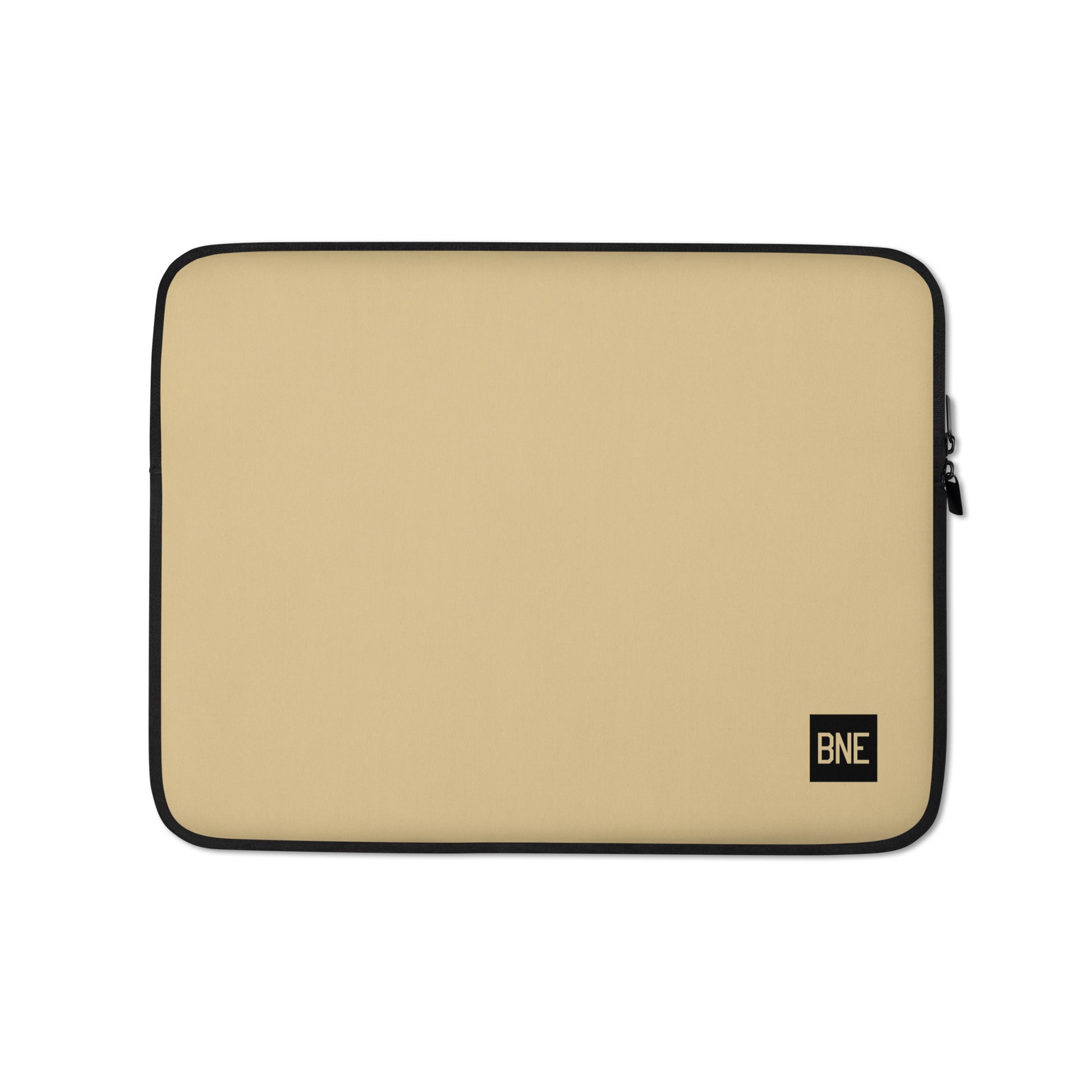 BNE Brisbane Laptop Sleeve • Air Force Lettering - Light Brown • YHM Designs - Image 01