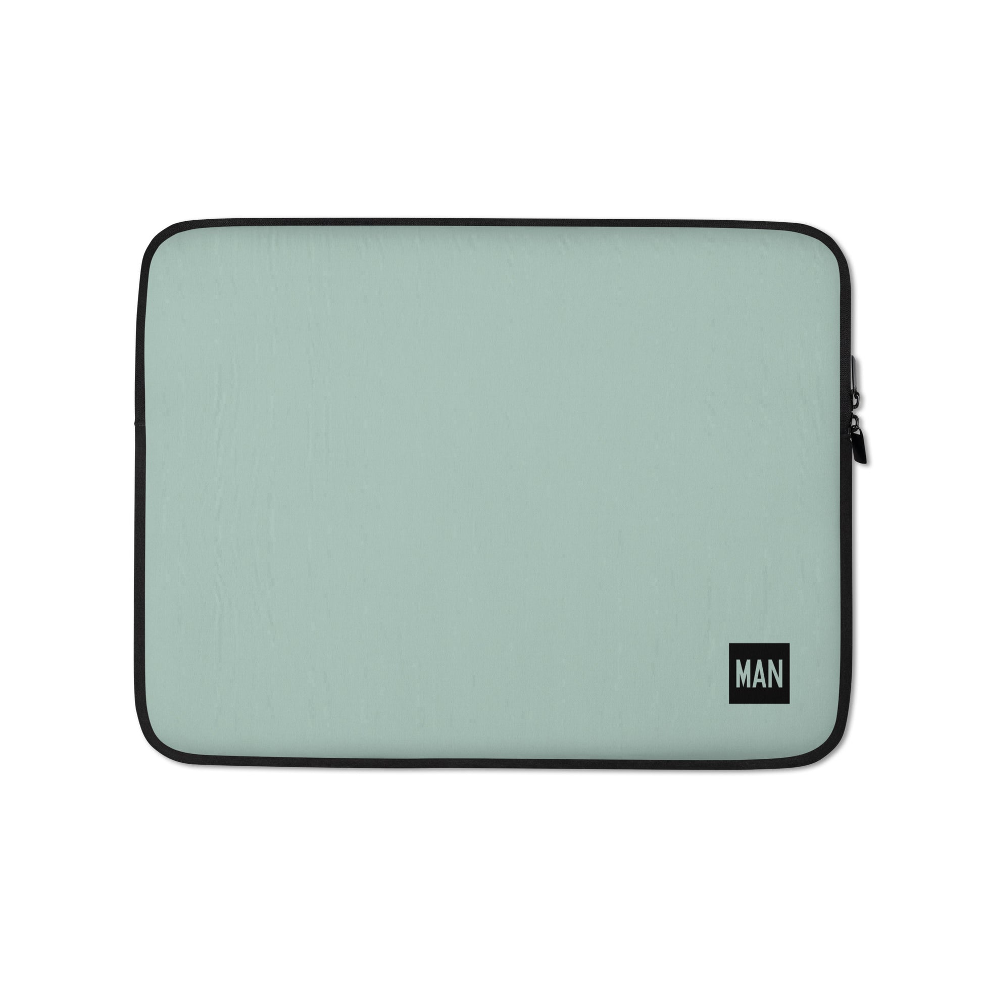 MAN Manchester Laptop Sleeve • Air Force Lettering - Opal Green • YHM Designs - Image 01