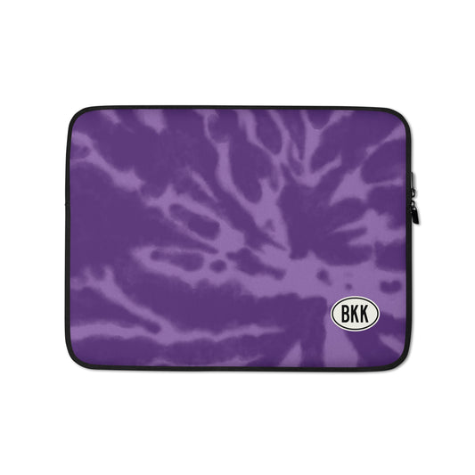 Travel Gift Laptop Sleeve - Purple Tie-Dye • BKK Bangkok • YHM Designs - Image 01