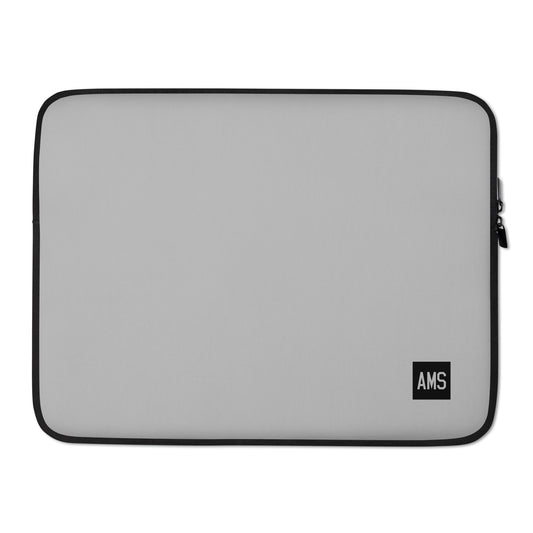 Aviation Gift Laptop Sleeve - Silver Grey • AMS Amsterdam • YHM Designs - Image 02