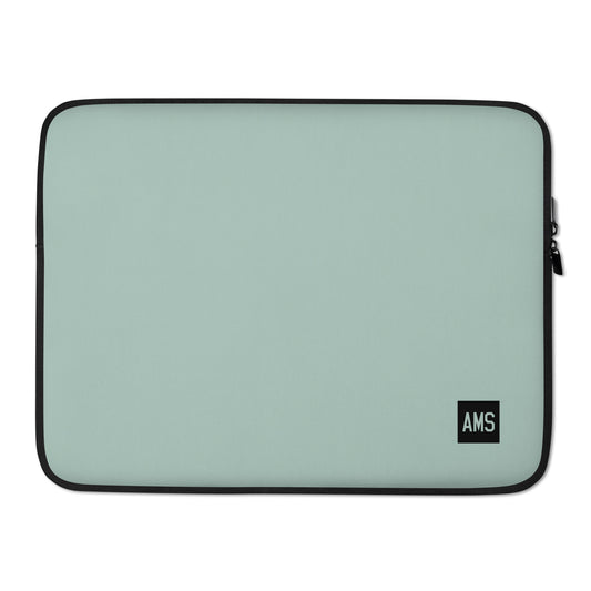 Aviation Gift Laptop Sleeve - Opal Green • AMS Amsterdam • YHM Designs - Image 02