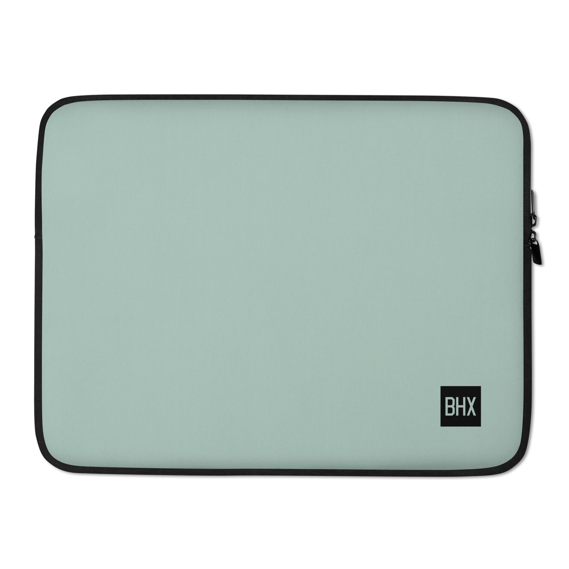 BHX Birmingham Laptop Sleeve • Air Force Lettering - Opal Green • YHM Designs - Image 02