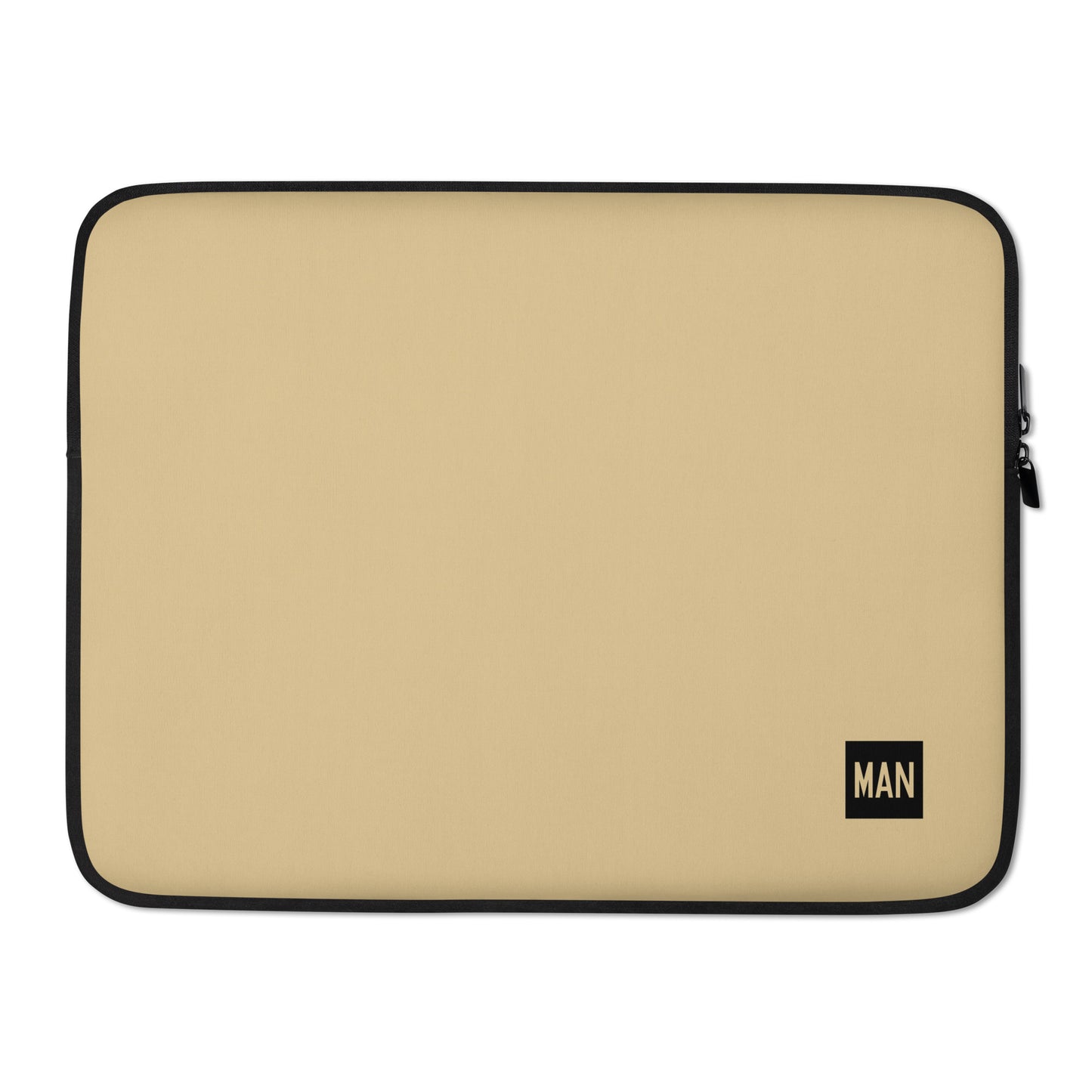 MAN Manchester Laptop Sleeve • Air Force Lettering - Light Brown • YHM Designs - Image 02