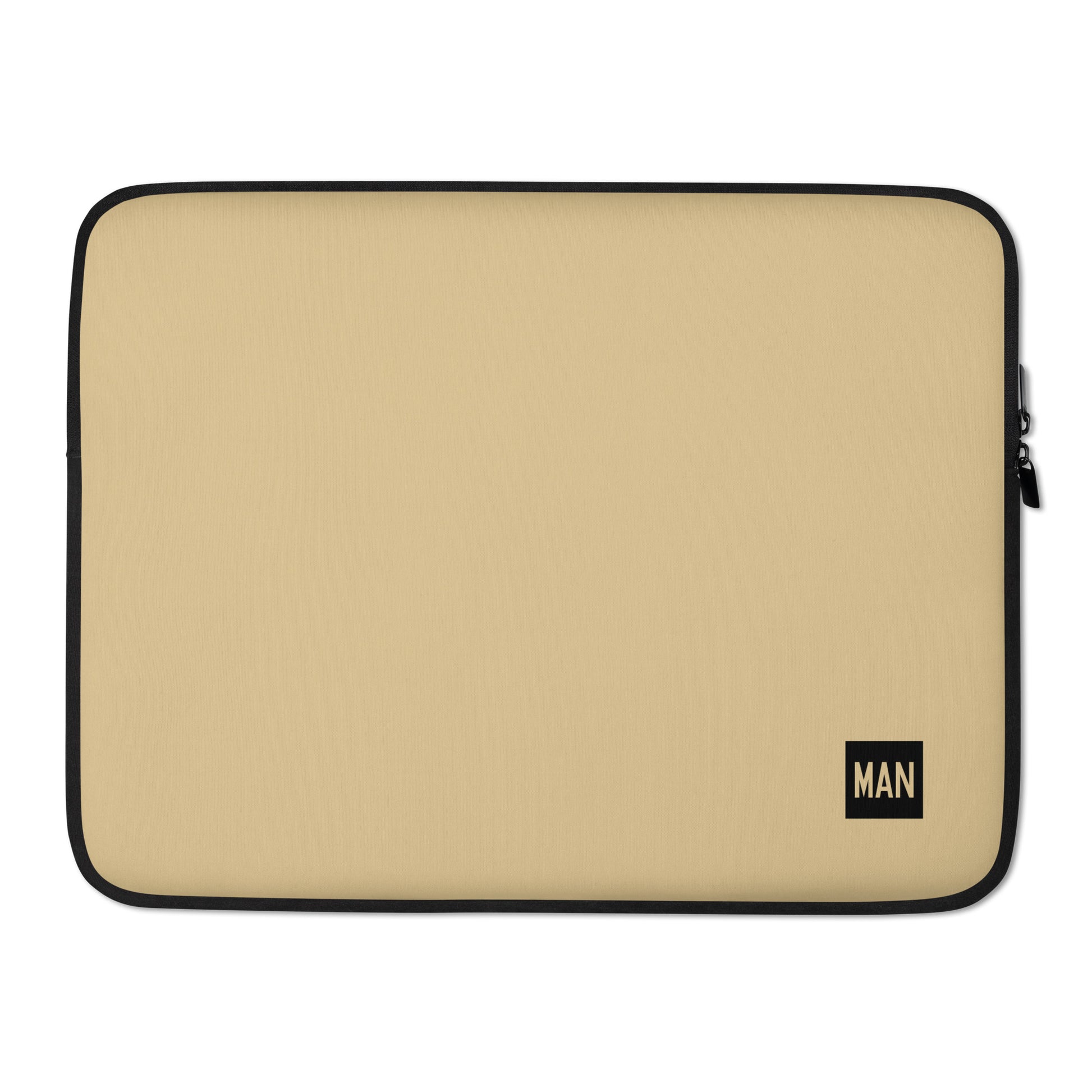 MAN Manchester Laptop Sleeve • Air Force Lettering - Light Brown • YHM Designs - Image 02