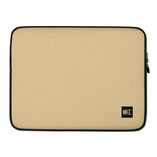 MKE Milwaukee Laptop Sleeve • Air Force Lettering - Light Brown • YHM Designs - Image 02