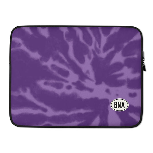 BNA Nashville Laptop Sleeve • Oval Car Sticker Design - Purple Tie-Dye • YHM Designs - Image 02
