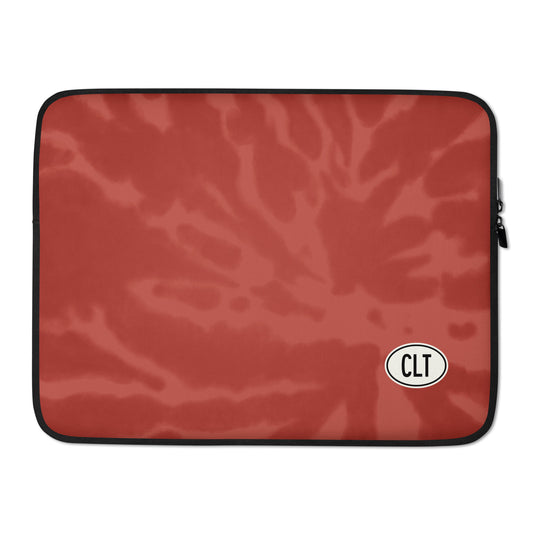 Travel Gift Laptop Sleeve - Red Tie-Dye • CLT Charlotte • YHM Designs - Image 02