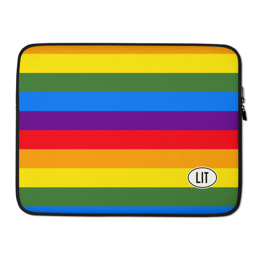 LIT Little Rock Laptop Sleeve • Oval Car Sticker Design - Rainbow Colours • YHM Designs - Image 02