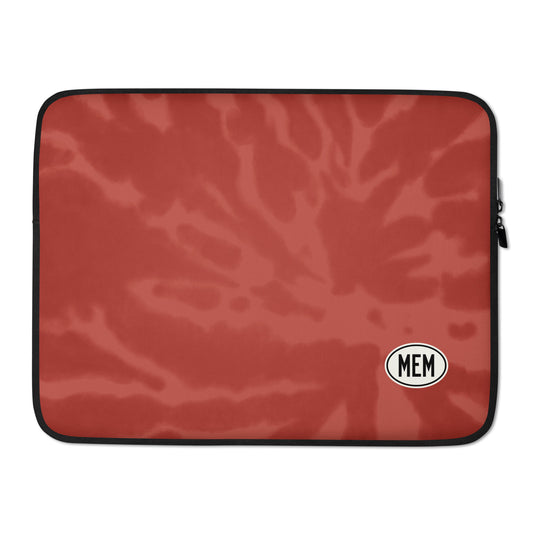 MEM Memphis Laptop Sleeve • Oval Car Sticker Design - Red Tie-Dye • YHM Designs - Image 02