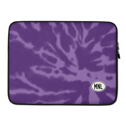 MNL Manila Laptop Sleeve • Oval Car Sticker Design - Purple Tie-Dye • YHM Designs - Image 02