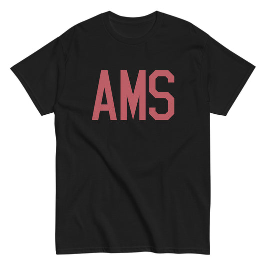AMS Amsterdam Men's T-Shirt • Air Force Lettering in Deep Pink • YHM Designs - Image 02