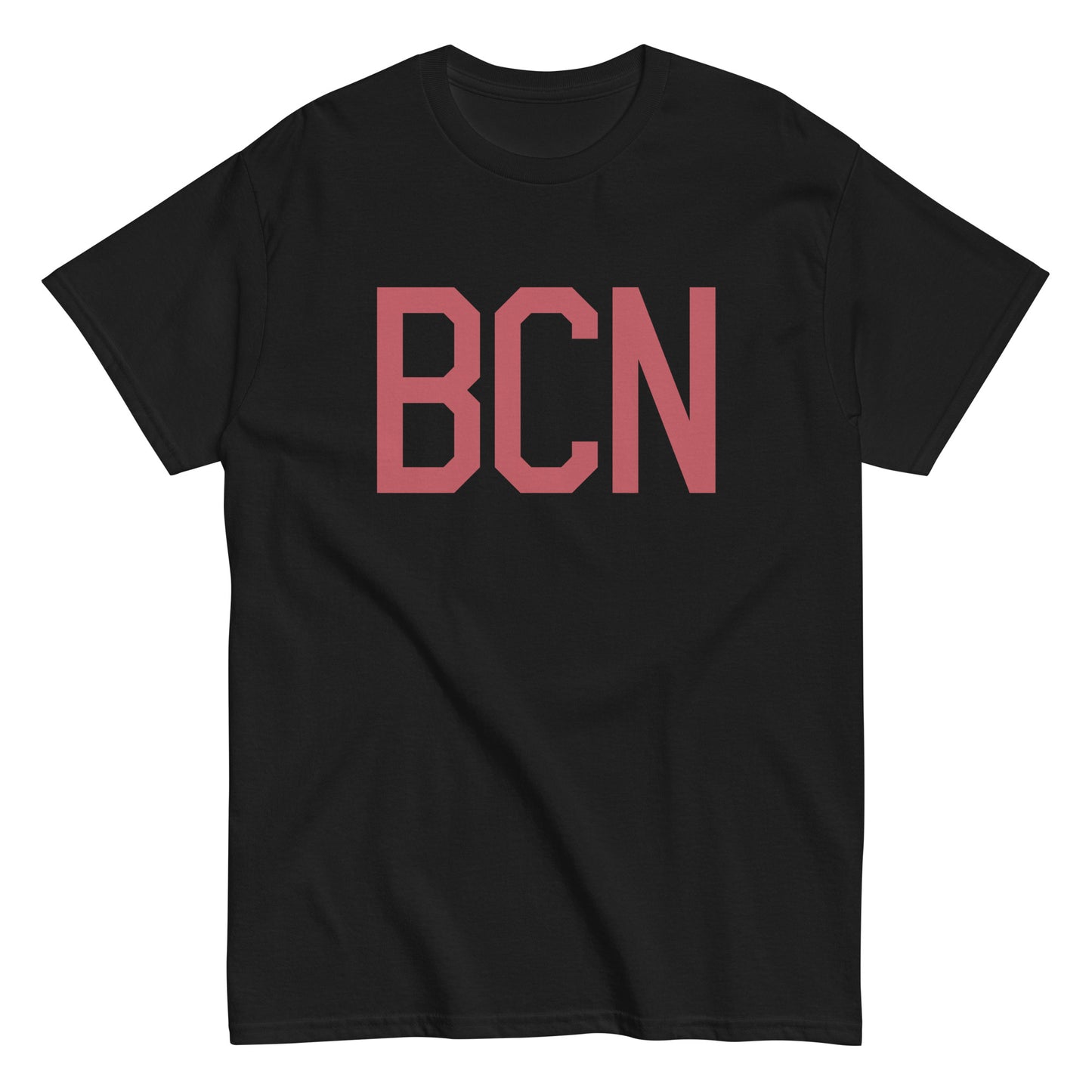 BCN Barcelona Men's T-Shirt • Air Force Lettering in Deep Pink • YHM Designs - Image 02