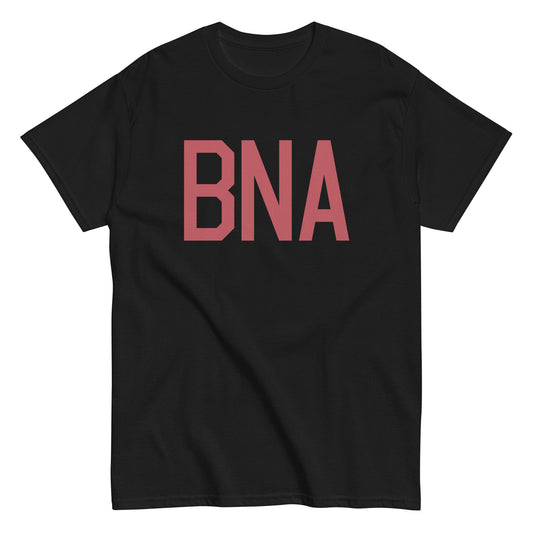 BNA Nashville Men's T-Shirt • Air Force Lettering in Deep Pink • YHM Designs - Image 02
