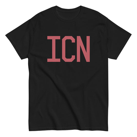 ICN Seoul Men's T-Shirt • Air Force Lettering in Deep Pink • YHM Designs - Image 02