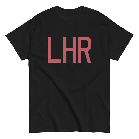 LHR London Men's T-Shirt • Air Force Lettering in Deep Pink • YHM Designs - Image 02