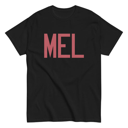 MEL Melbourne Men's T-Shirt • Air Force Lettering in Deep Pink • YHM Designs - Image 02