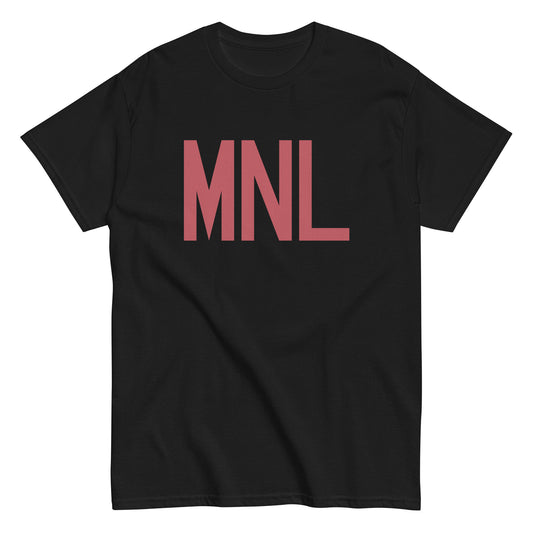 MNL Manila Men's T-Shirt • Air Force Lettering in Deep Pink • YHM Designs - Image 02