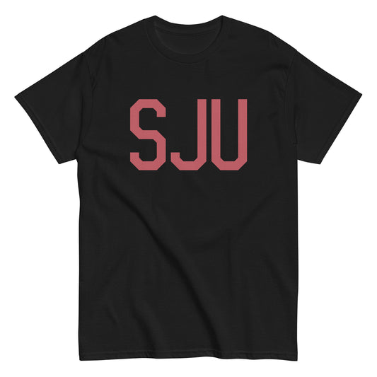 SJU San Juan Men's T-Shirt • Air Force Lettering in Deep Pink • YHM Designs - Image 02