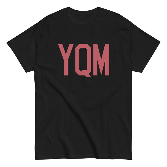 YQM Moncton Men's T-Shirt • Air Force Lettering in Deep Pink • YHM Designs - Image 02