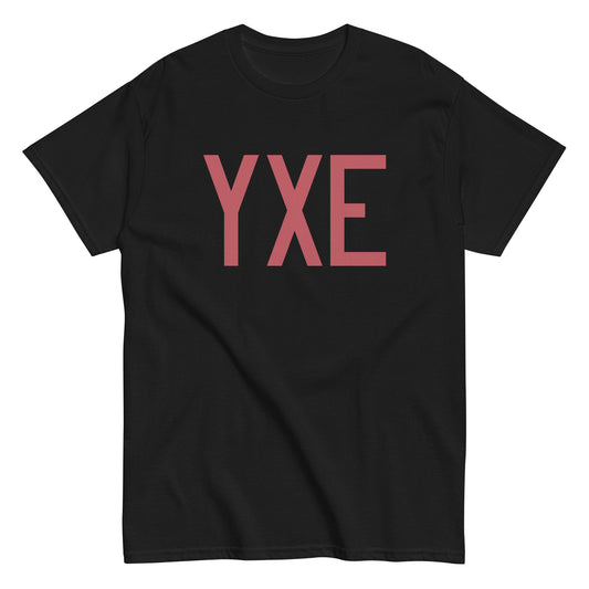 YXE Saskatoon Men's T-Shirt • Air Force Lettering in Deep Pink • YHM Designs - Image 02