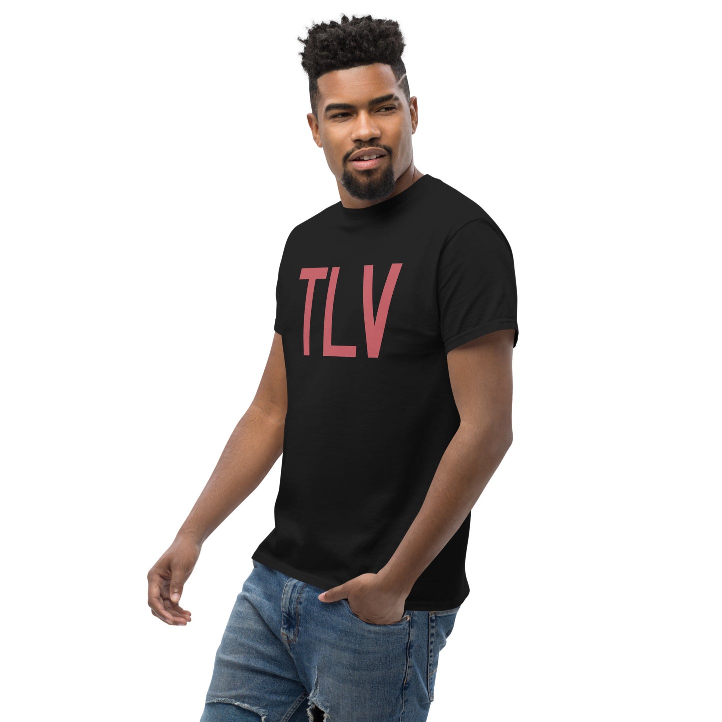 TLV Tel Aviv Men's T-Shirt • Air Force Lettering in Deep Pink • YHM Designs - Image 07