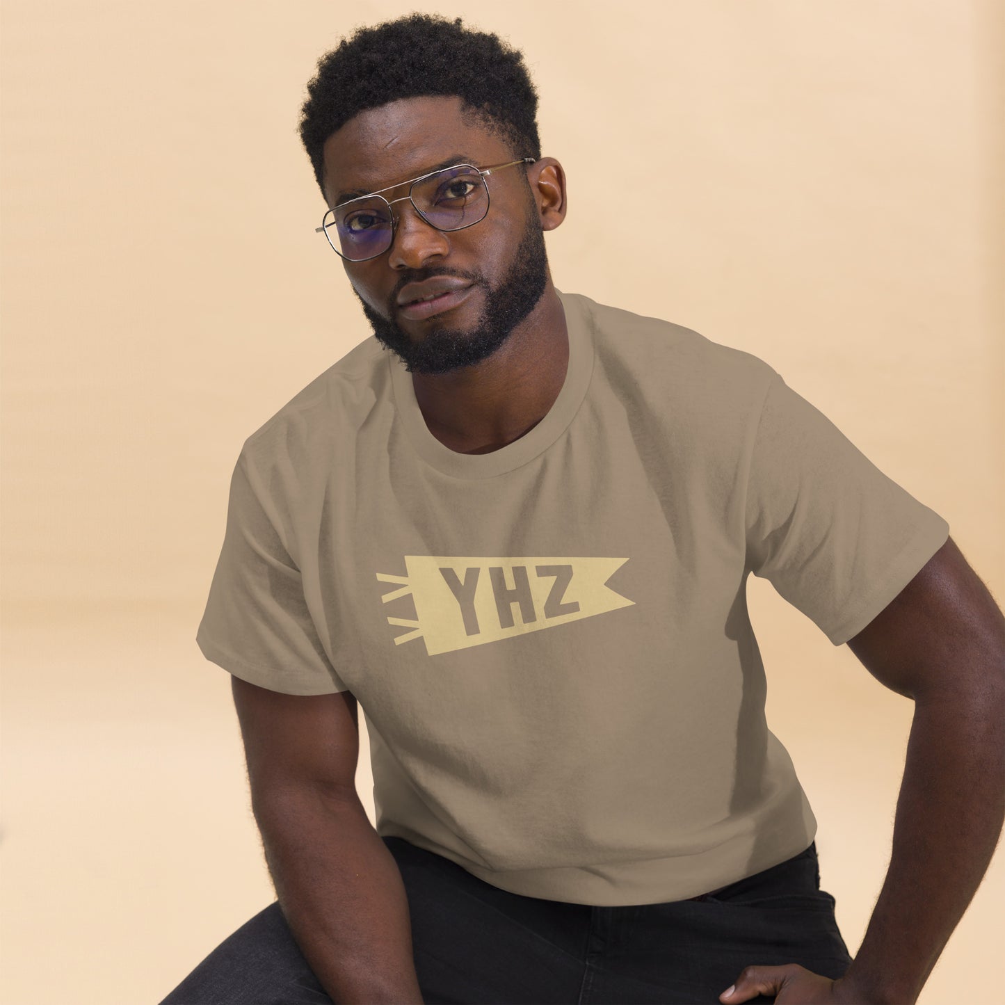 Airport Code Men's T-Shirt - Brown Graphic • YHZ Halifax • YHM Designs - Image 08