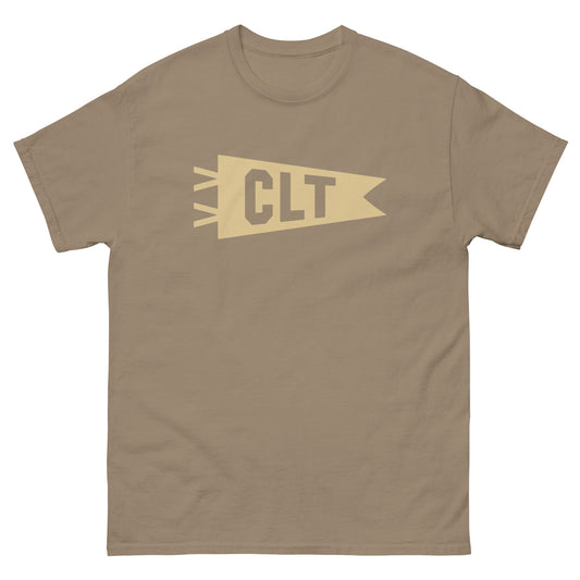 Airport Code Men's T-Shirt - Brown Graphic • CLT Charlotte • YHM Designs - Image 02