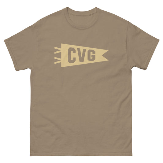 Airport Code Men's T-Shirt - Brown Graphic • CVG Cincinnati • YHM Designs - Image 02